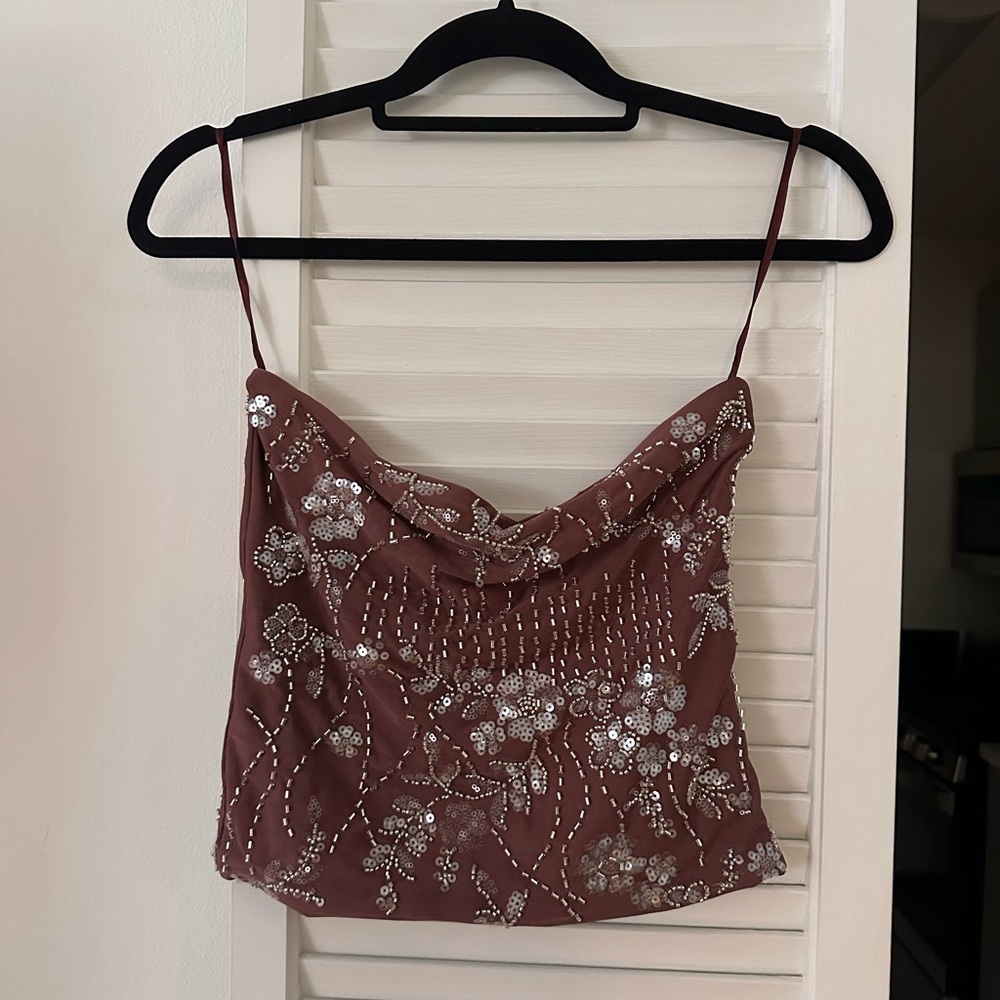 Edikted Bead & Sequin Strapless Top - Picture 2 of 3